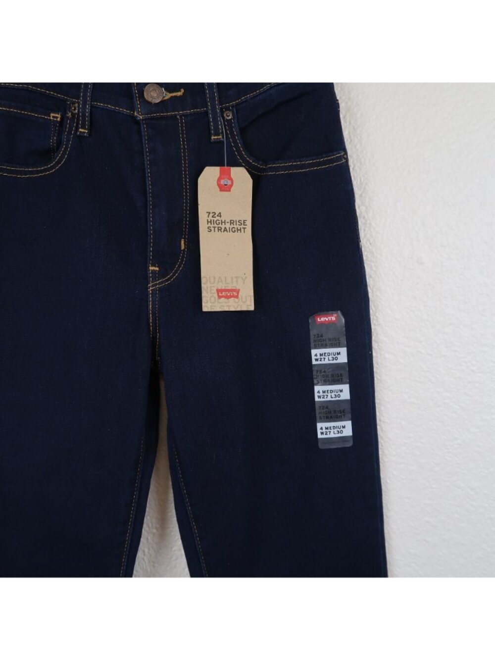 NWT Levis 724 High-Rise Straight Medium W27 L30 Dark Wash Jeans Womens Size 4 - Picture 2 of 7